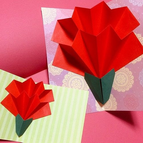 飛び出す カーネーション 作り方 折り紙でポップアップカード 知恵の小袋