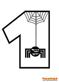 Dessin du chiffre 1 à imprimer en grand pour Halloween 