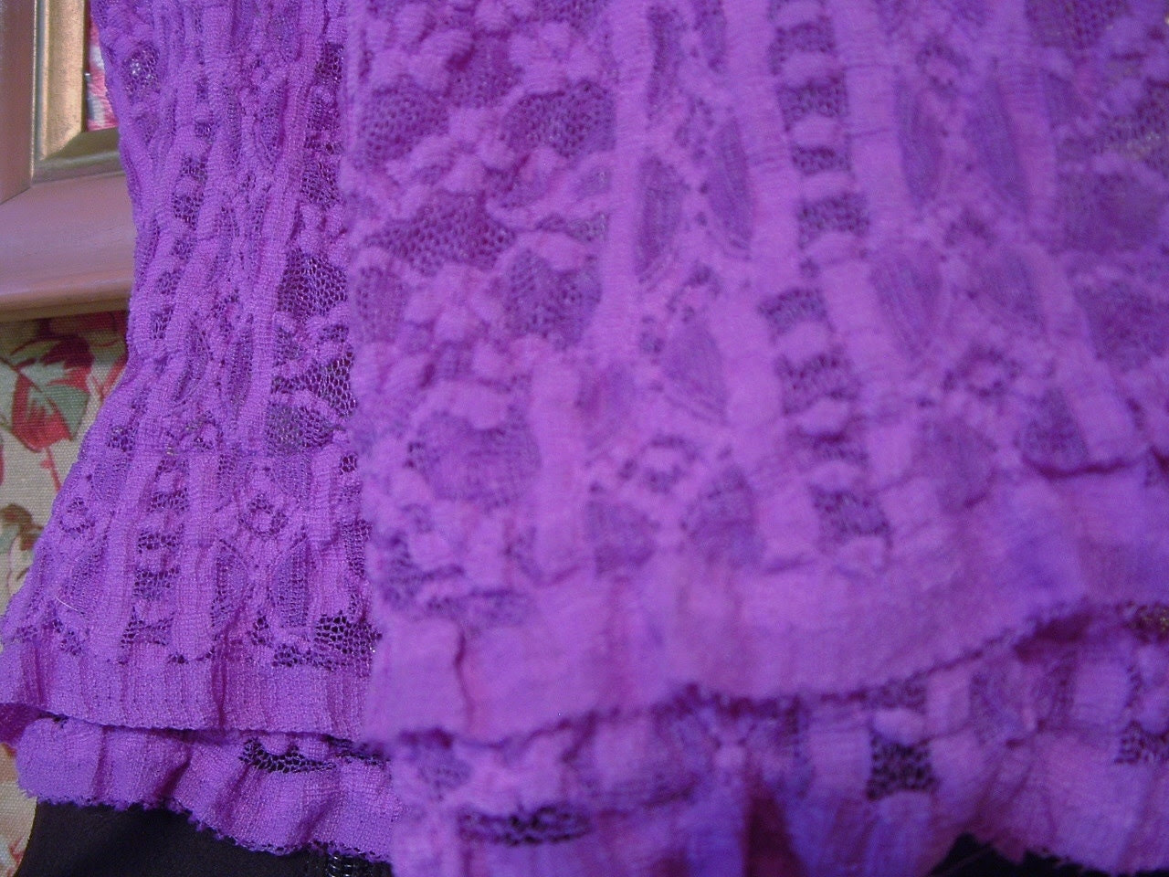 Ruffled Lace Leggings or Tights - Very Violet Purple