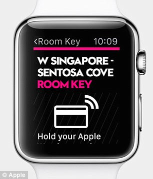The SPG app on Apple Watch lets a wearer check into their hotel and unlock their room (shown)