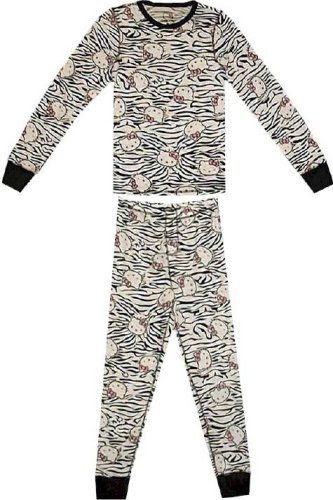 Hello Kitty - Zebra Print Faces All-Over Thermal Knit L/S PJ Set