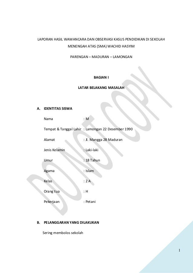 Contoh Format Laporan Hasil Wawancara - Contoh Four