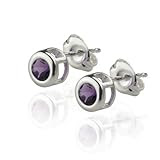 Sterling Silver Round 4mm African Amethyst Stud Earrings
