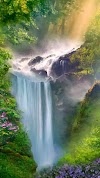 Beautiful Waterfall And Flower Wallpaper For Mobile Phone