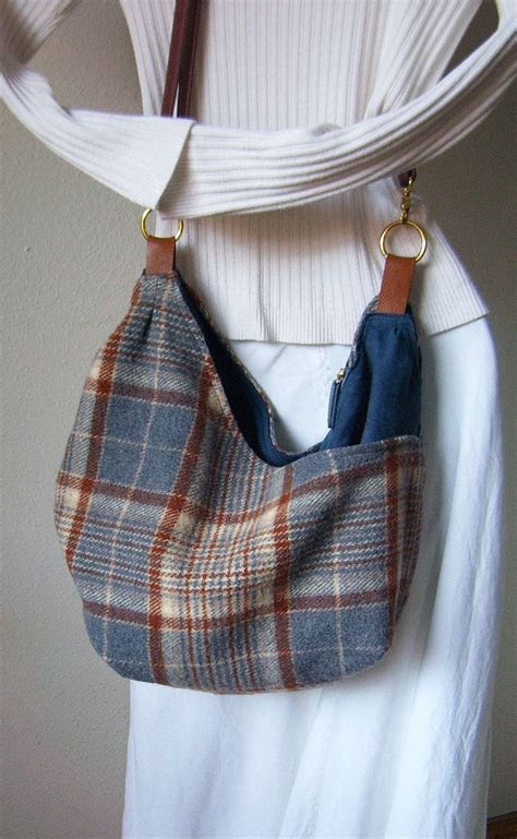 upcycled pendleton wool blanket large cross body purse bag