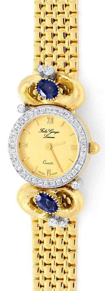 Originalfoto SAFIR-BRILLANTEN-DAMEN-ARMBAND-UHR FABIO GIORGIO