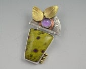 Purple Stone Pendant - Artisan Statement Necklace - Metalsmith Jewelry - DeborahCloseDesigns