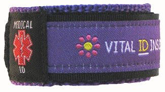 Kids / Children's Adjustable Wrist Band Medical Alert ID Bracelet~ Purple Flowers