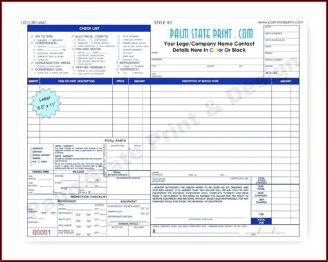  hvac work order free printable hvac invoice template template 1