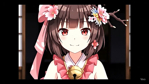 Veo3で動画コンテンツ作成研究 千年戦争アイギス 戦巫女コウメ編 1カット目②