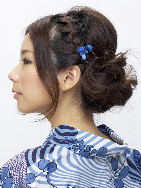 浴衣 髪型 セミロング アップ Marie Pkheidze