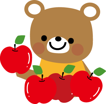 クマとリンゴのイラスト 無料イラスト