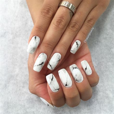 natural gel manicure  stone marbling nails marble