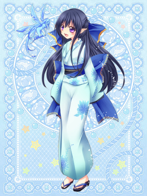 ラブリー浴衣 イラスト かわいい 美しい花の画像