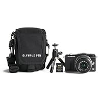 Olympus E-PM2 16MP Compact System Camera Kit with 14-42mm lens, case, mini tripod, and memory card