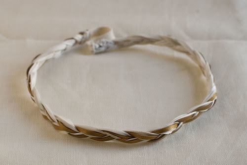 silk + leather headband on white