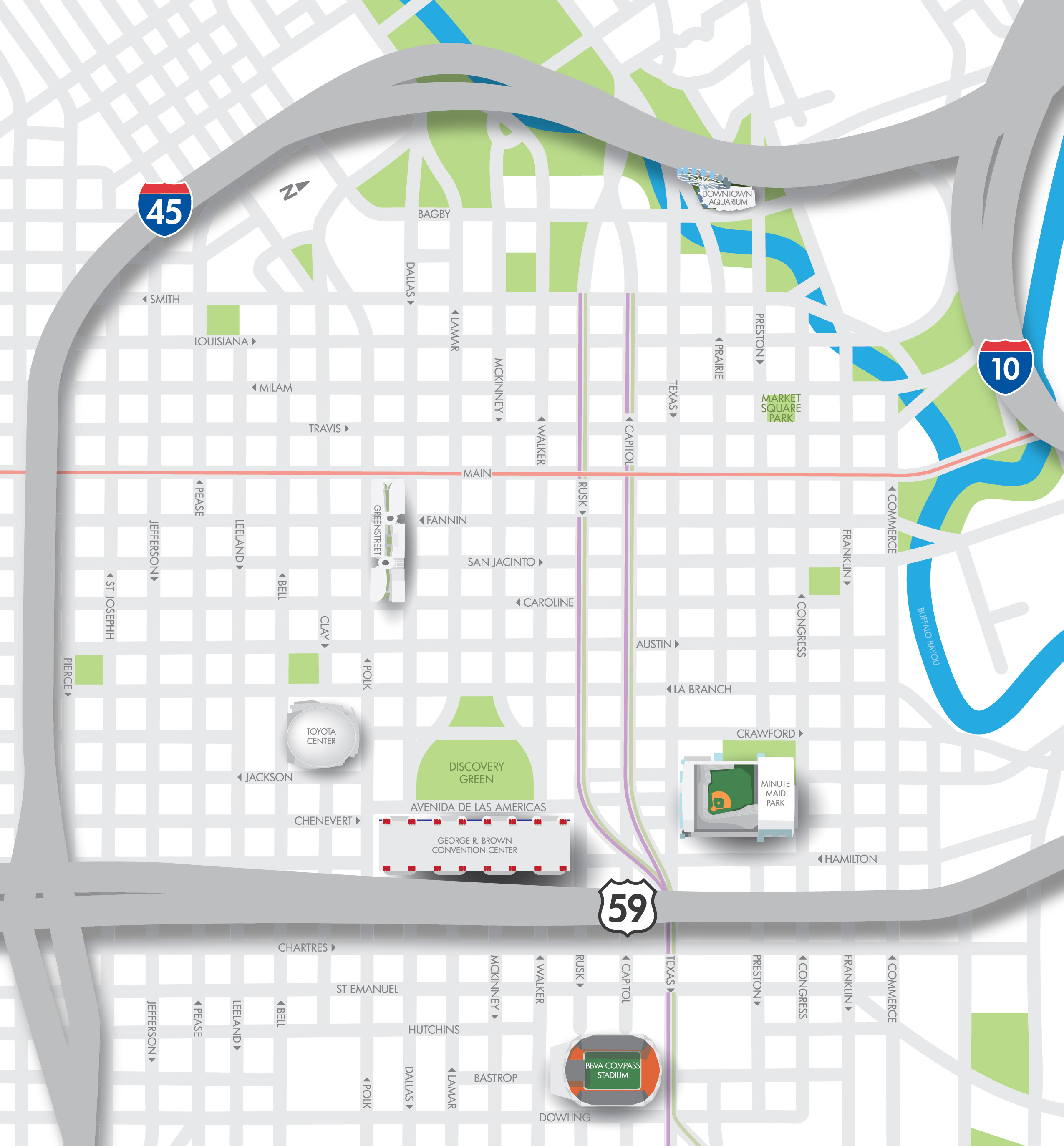 Downtown Houston Map Of Streets