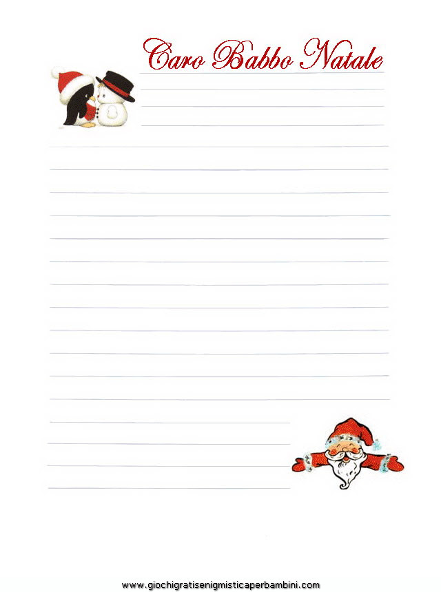 Carta per la lettera a Babbo Natale da stampare