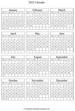 Two months per page with one on top of the other. printable monthly calendar 2023