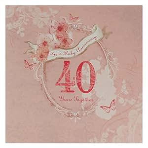 Hallmark 40th Ruby Anniversary  Card  Time Flies Medium 