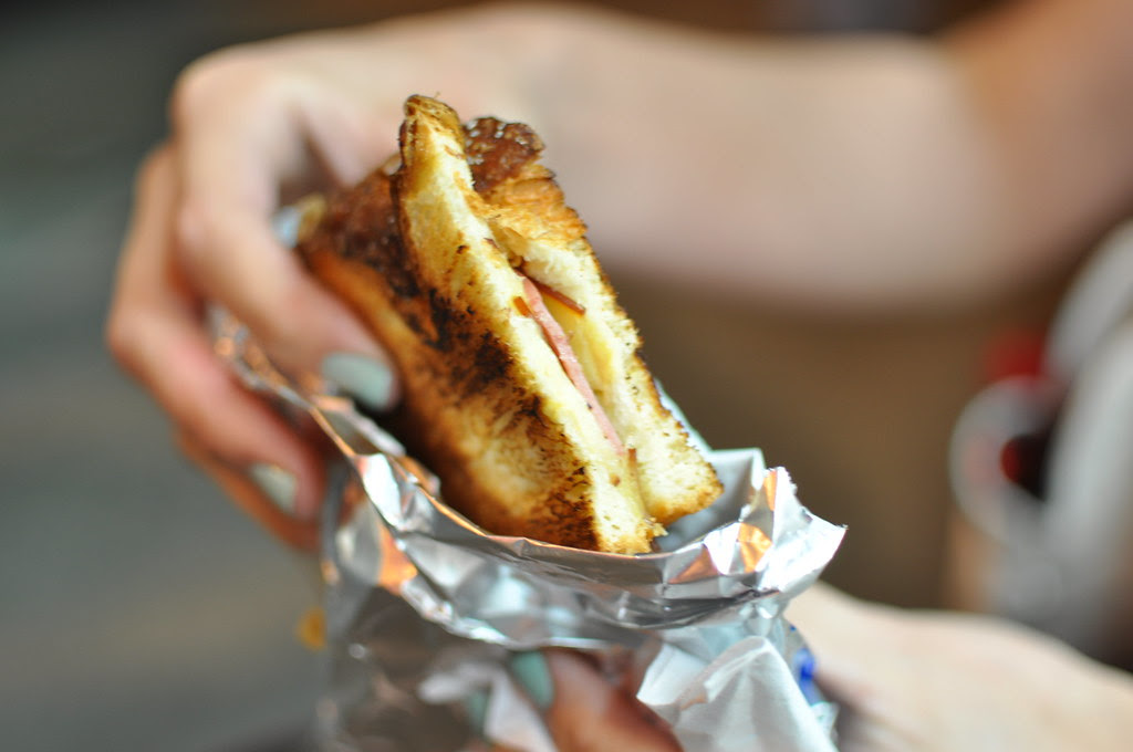 pretzel melt with gouda and salami