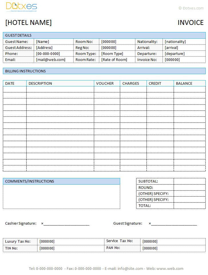Motel 6 Receipt Template Printable Receipt Template