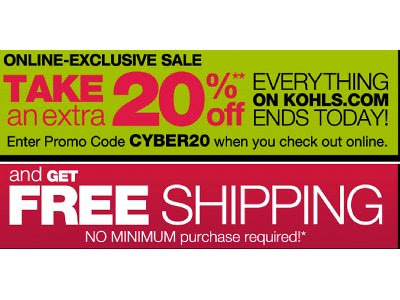 Kohls Cyber Monday Deals Going On Online Now 20% Online Code and FREE ...