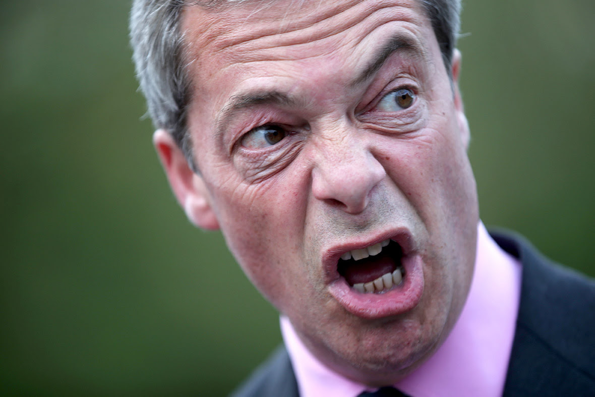 Ukip leader Nigel Farage arrives to speak at a meeting at Old Basing Village Hall in Basingstoke