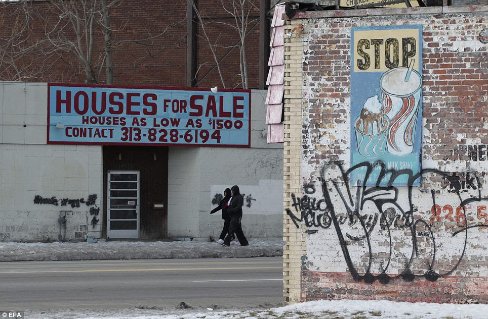 Broken: A building on Grand River Avenue advertises home for sale for $1,500