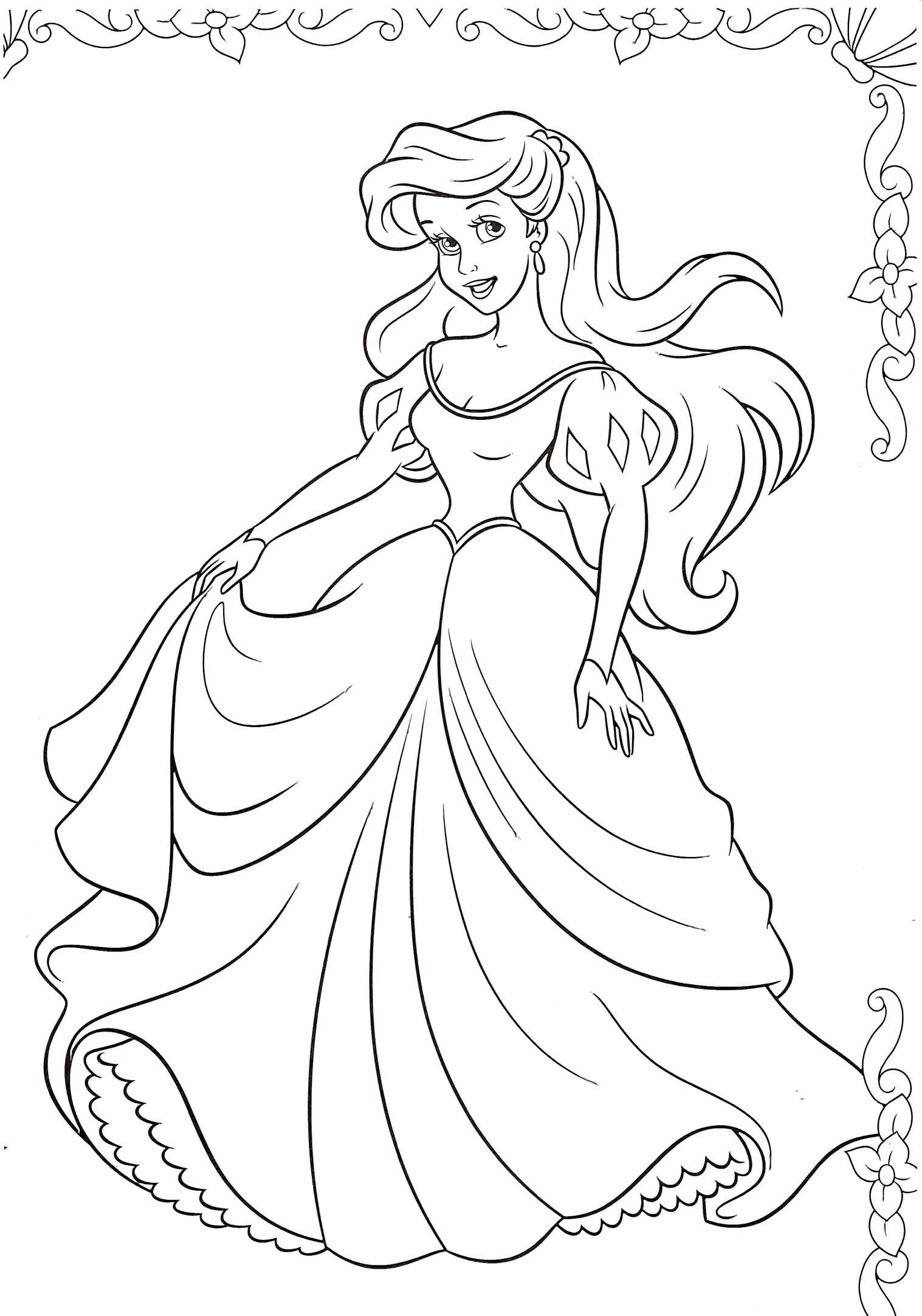 Immagini da colorare Disegni della Sirenetta Ariel da Stampare e