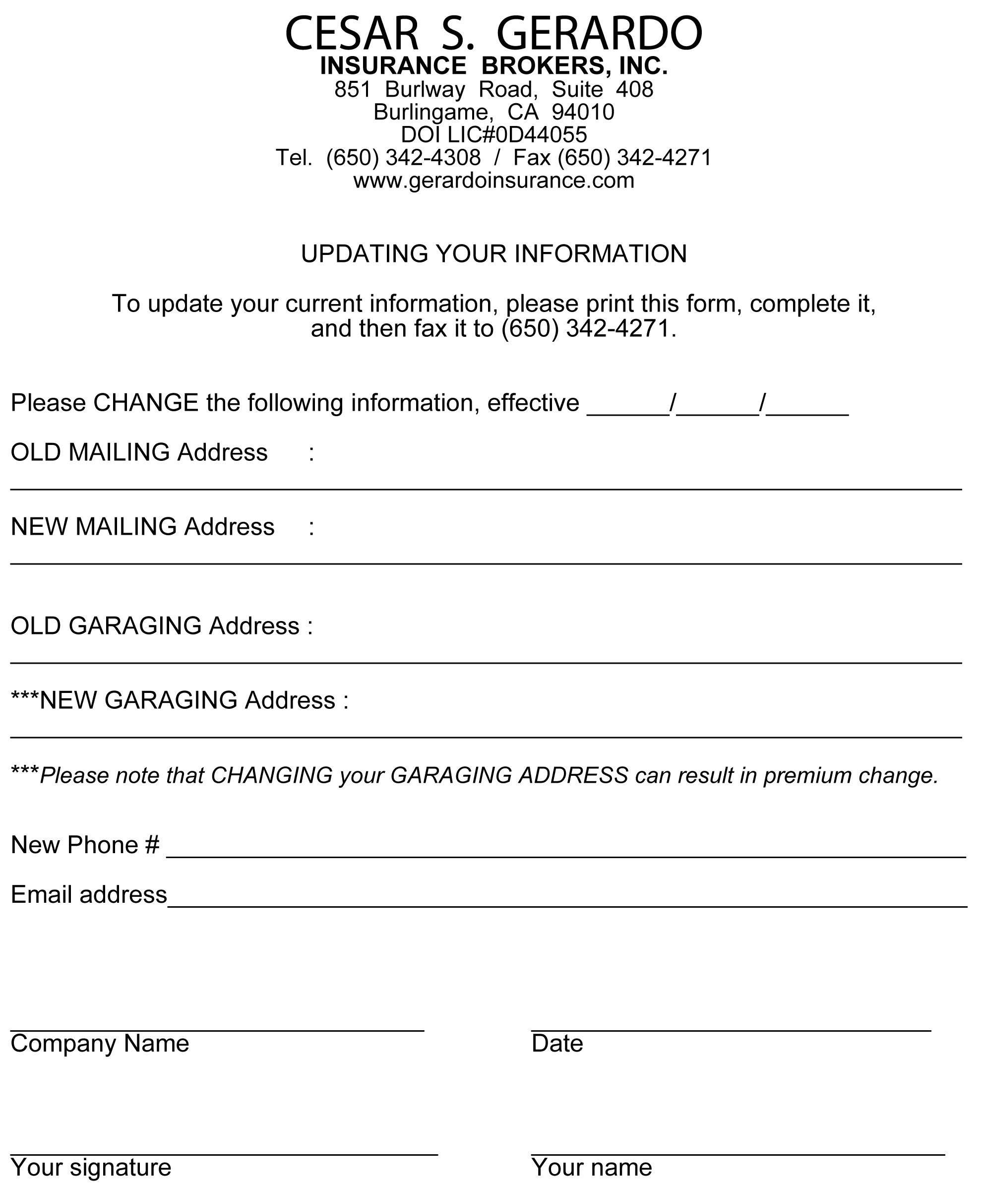 Change Address Phone