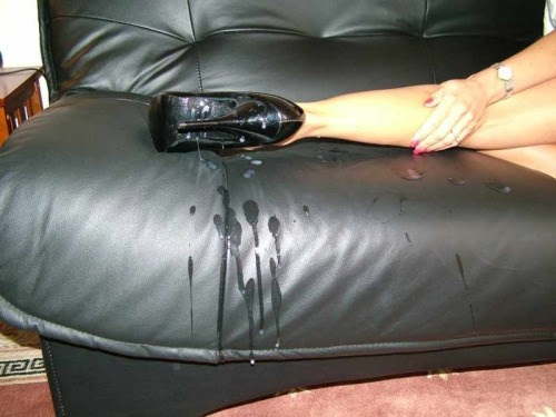I’m not sure this still falls into the feetcial category… cum on leather? Cum on heels? Anyway… huge mess!