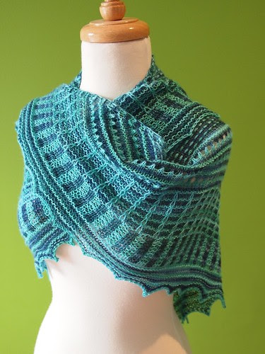 test knit Coastala Waters shawl