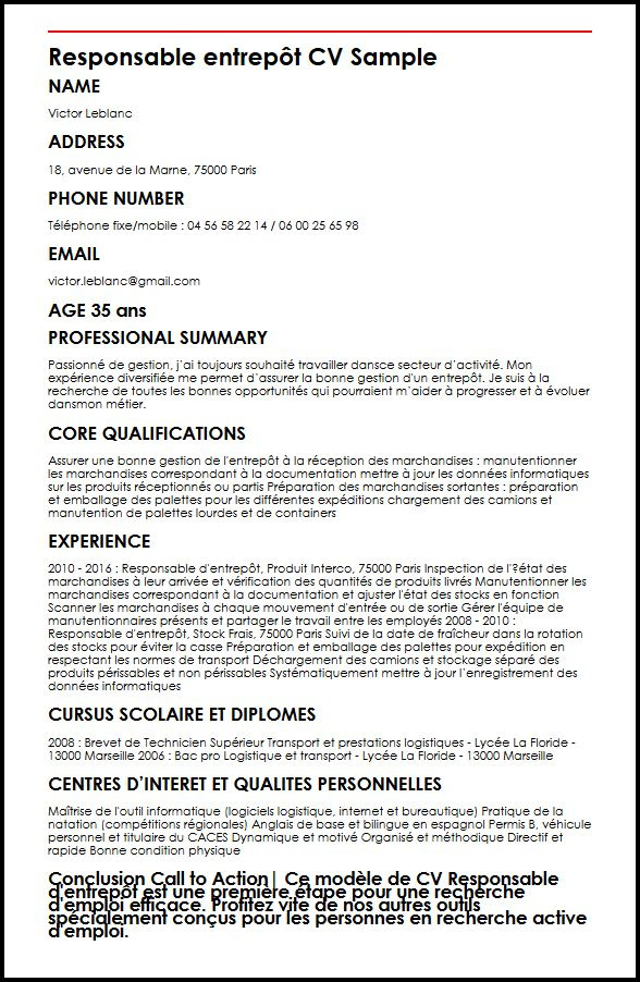 Exemple de cv en transport logistique - laboite-cv.fr