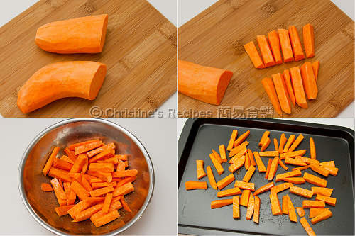 焗甜薯條製作圖 Baked Sweet Potato Chips Procedures