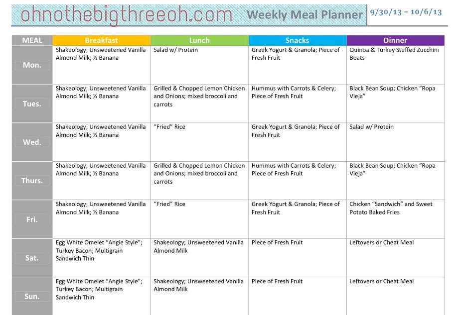 30 day healthy meal plan for weight loss