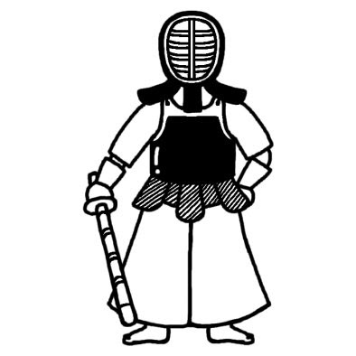 剣道2 剣道 部活動 クラブ活動 運動 学校 無料 白黒イラスト素材