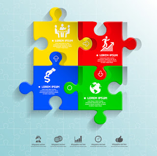ジグソーパズル デザインのインフォグラフィックス Puzzle infographic イラスト素材