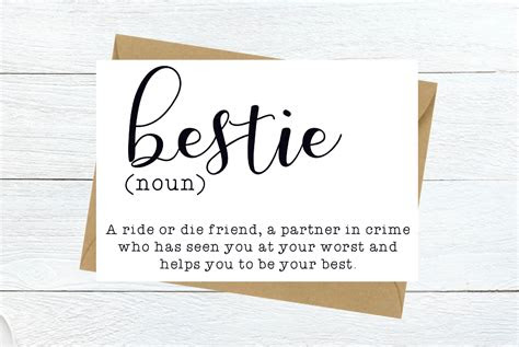  printable dictionary bestie card calligraphy gift for best etsy
