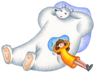 無料イラスト アップロード 人物 動物 白熊 少女 北極熊 昼寝 居眠り リラックス のイラスト 無料で使える フリーイラスト ウェブ素材 画像集 プリントグッズ紹介