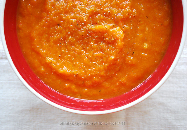 Carrots, squash and orange vegetable soup