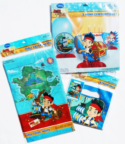 Buy Jake and the Never Land Pirates Table Cover, 3 Mini-Centerpieces, 8 Favor Bags Party Pack