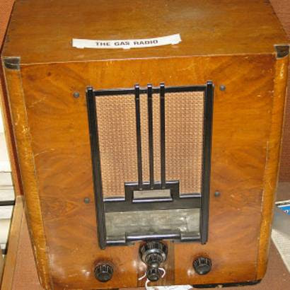 Un modelo de radio a gas del Museo de Gas en Leicester, Inglaterra.