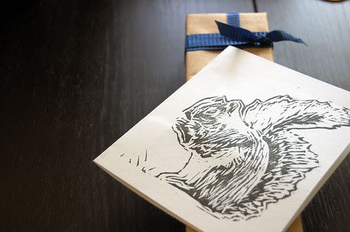 squirrel linocut