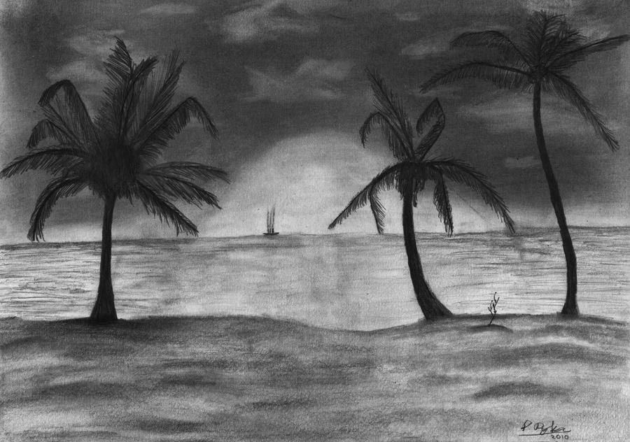 The Beach Pencil Drawing by Toothpick134 on DeviantArt