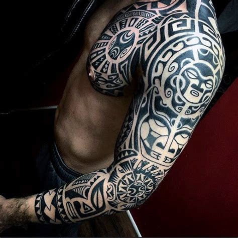 tribal sleeve tattoos  men manly arm design ideas
