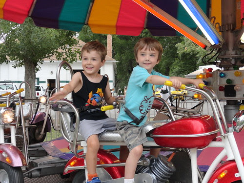 Olsen and Ben on motorcycles