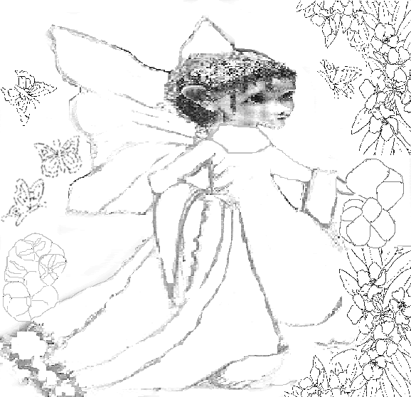 gratis kleurplaat van een elfje met grote ogen