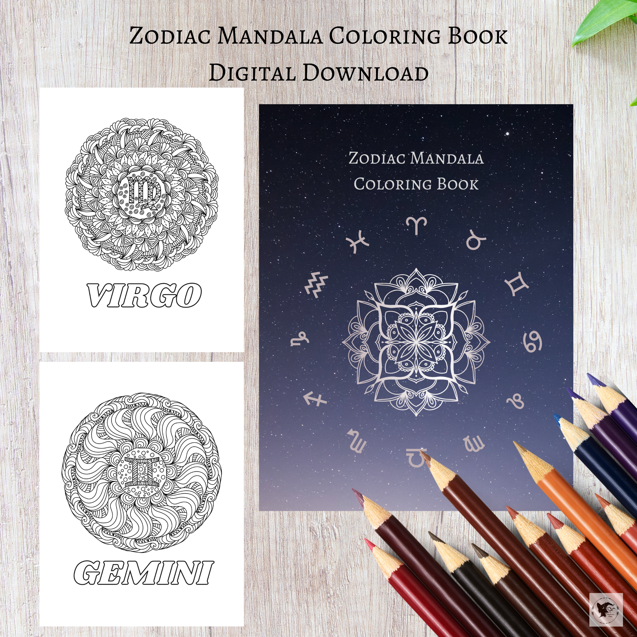 Zodiac Mandala Coloring Book - Digital Download - Printable ...