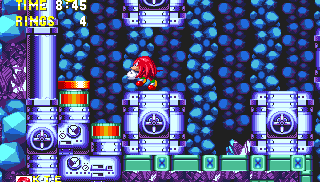 Beyond the left hand block on the bottom row you'll find a convenient red spring..